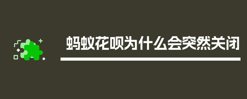 蚂蚁花呗为什么会突然关闭