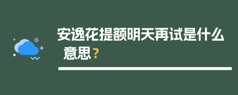 安逸花提额明天再试是什么意思？