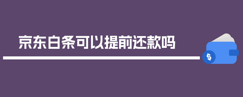 京东白条可以提前还款吗