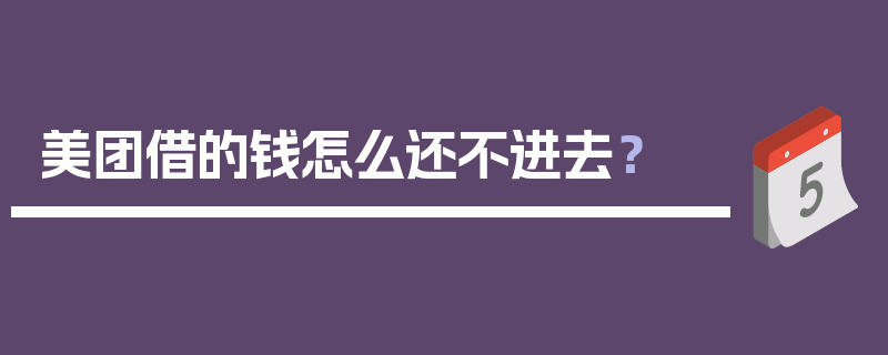 美团借的钱怎么还不进去？