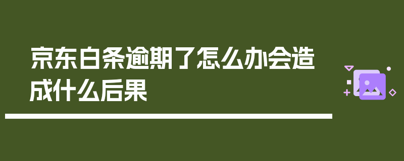 京东白条逾期了怎么办会造成什么后果