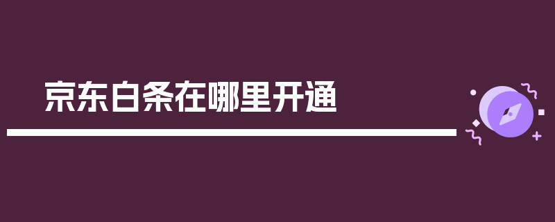 京东白条在哪里开通