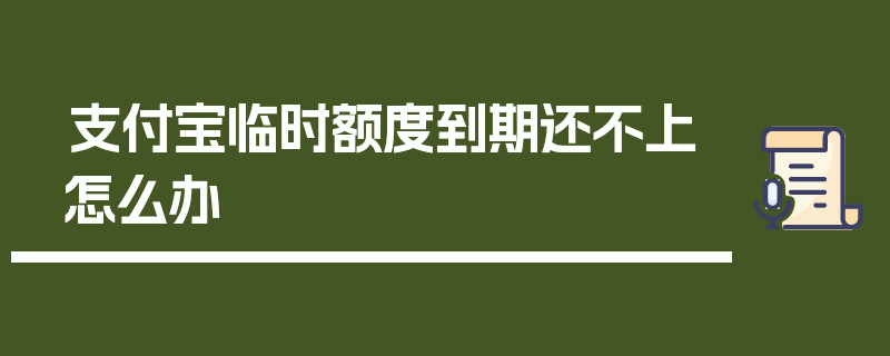 支付宝临时额度到期还不上怎么办