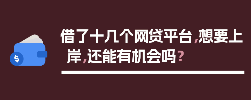 借了十几个网贷平台，想要上岸，还能有机会吗？