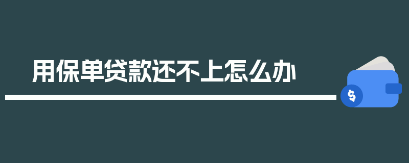 用保单贷款还不上怎么办