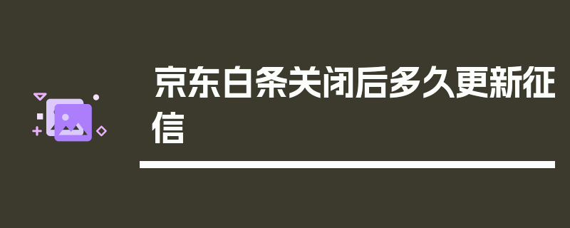 京东白条关闭后多久更新征信