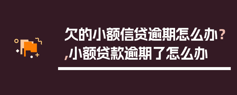 欠的小额信贷逾期怎么办？，小额贷款逾期了怎么办