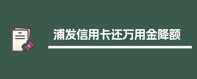 浦发信用卡还万用金降额