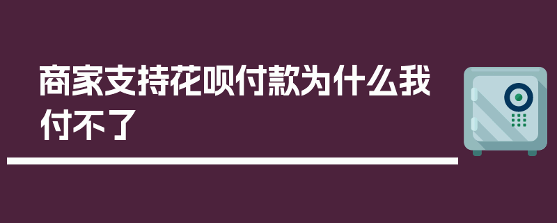 商家支持花呗付款为什么我付不了