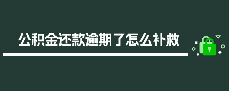 公积金还款逾期了怎么补救