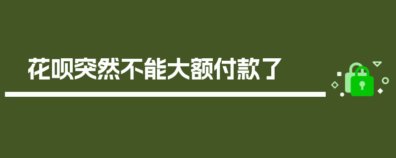 花呗突然不能大额付款了